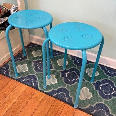 048 Pair of Blue Metal Plant Stands