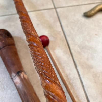 Vintage Intricate Wood Cane Walking Stick Lot