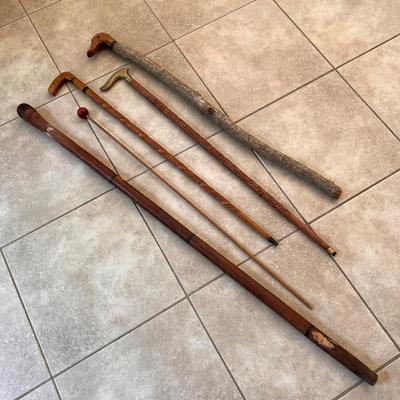 Vintage Intricate Wood Cane Walking Stick Lot