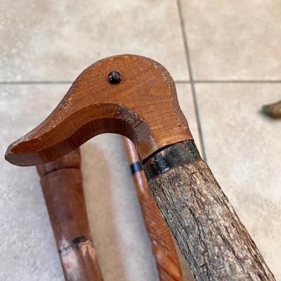 Vintage Intricate Wood Cane Walking Stick Lot