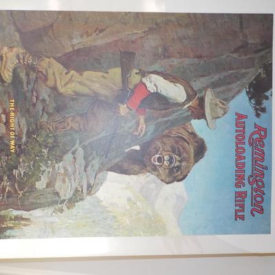 Remington Poster 24 x 17 w/ white board plastic covered. / est . $10 to $20.