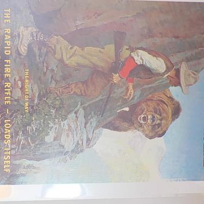 Remington Poster 24 x 17 w/ white board plastic covered. / est . $10 to $20.