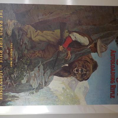 Remington Poster 24 x 17 w/ white board plastic covered. / est . $10 to $20.