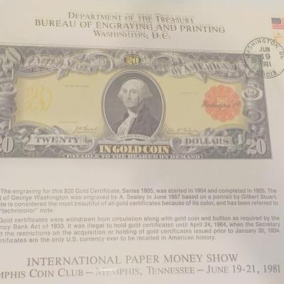 Department of treasury graving and printing 20 dollar gold certicate/$10 to $30.