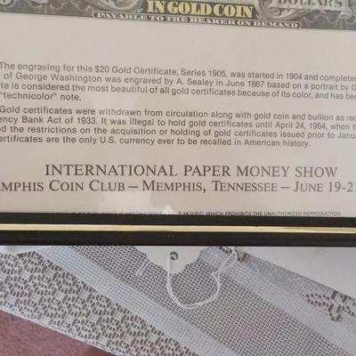 Department of treasury graving and printing 20 dollar gold certicate/$10 to $30.