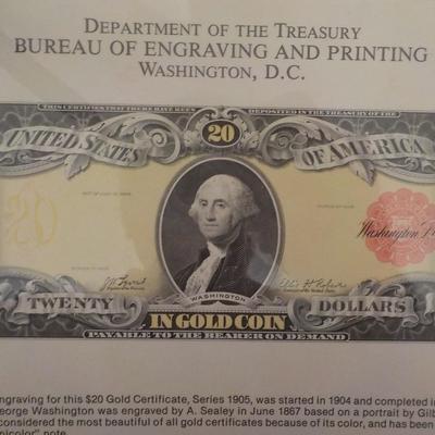 Department of treasury graving and printing 20 dollar gold certicate/$10 to $30.