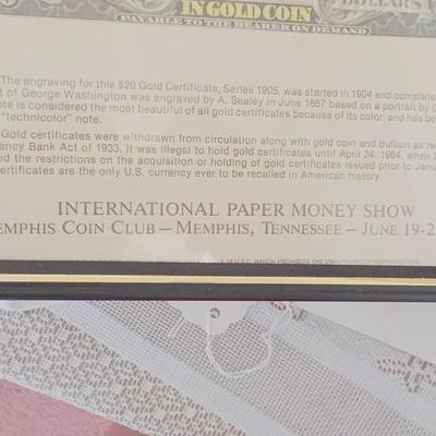 Department of treasury graving and printing 20 dollar gold certicate/$10 to $30.