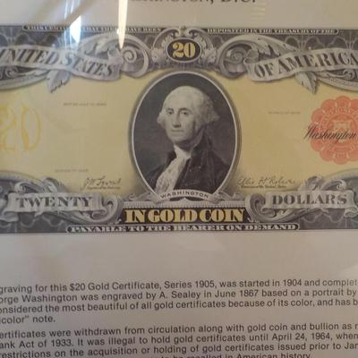 Department of treasury graving and printing 20 dollar gold certicate/$10 to $30.