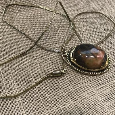 Vintage Stone Type Pendant with Chain