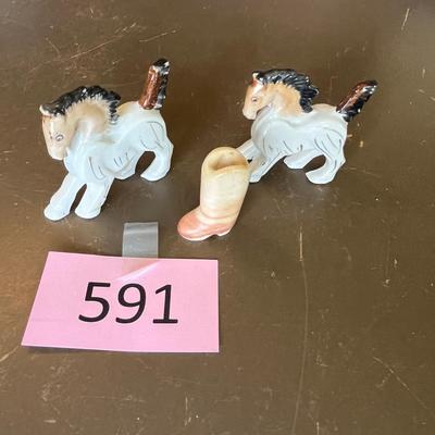 Horse Figures & Alabaster boot