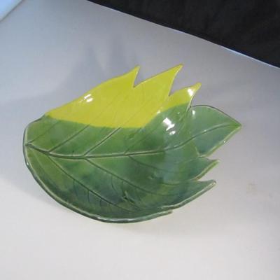Leaf Shaped Glazed Pottery Accent Bowl- Brown's Pottery, Arden, NC