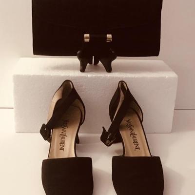 YSL QUILTED Silk CLUTCH - s Peau De Soie sz 8.5 ANKLE Straps