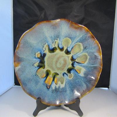 Glazed Pottery Accent Bowl- 12 1/2 Inch- Signed by Artist