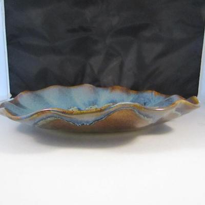 Glazed Pottery Accent Bowl- 12 1/2 Inch- Signed by Artist