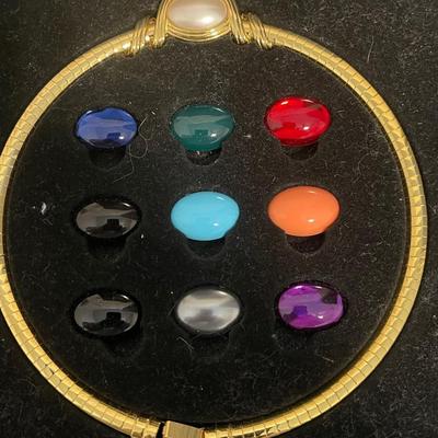 NEW Joan Rivers Gold Tone Ten Color Interchangeable Omega Necklace