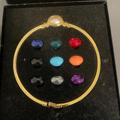 NEW Joan Rivers Gold Tone Ten Color Interchangeable Omega Necklace