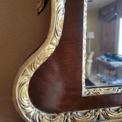 Brown Mirror with Gold Trim