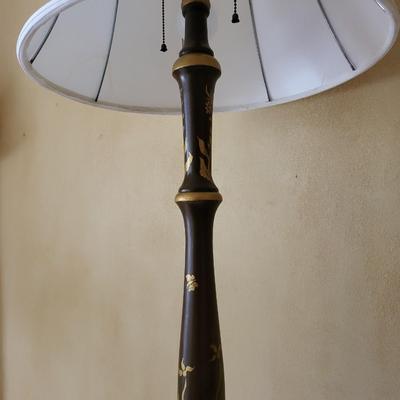 Wood Hand Painted Floor Lamp