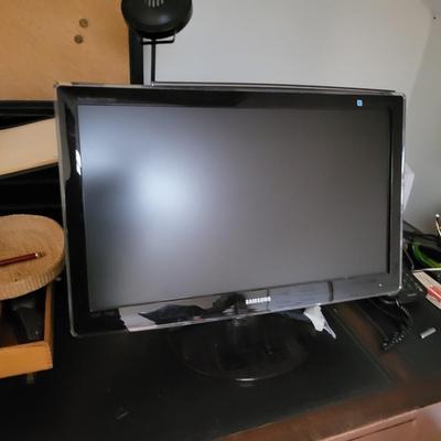 Wood Office Desk with Computer