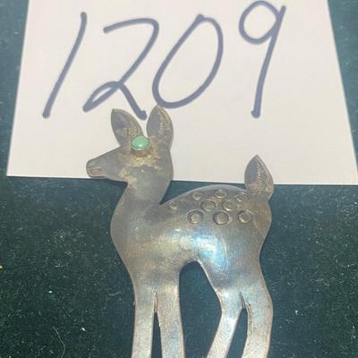 Vintage Silver Deer Pin