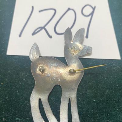 Vintage Silver Deer Pin