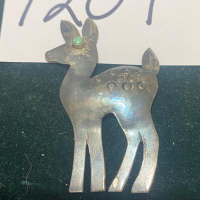 Vintage Silver Deer Pin