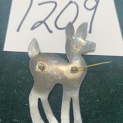 Vintage Silver Deer Pin