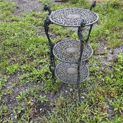 1097 Cast Iron Three Tier  Table