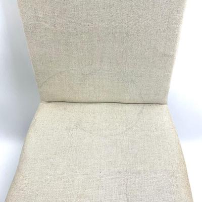 955 Khaki Linen Upholstered Occasional Chair with Beaded Pillow