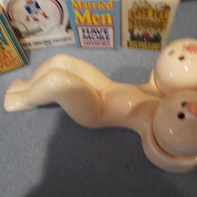 This is for over 18 y.o.'s....Collectable salt & pepper plus vintage matches/ est $10 to ???.