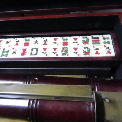 Bombay Mahjongg Game and Piece Set in Rosewood Finish Box