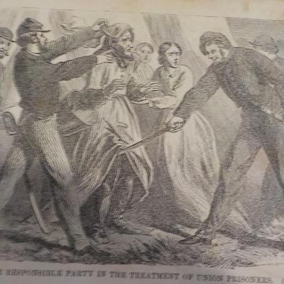 Real 1866 Civil War Book & Hat (repro) " Life and Death in Rebel Prisons". / est. $50 to $200.