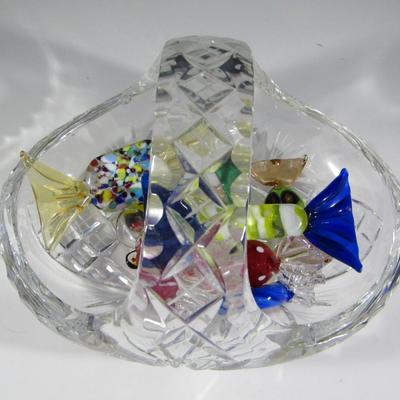 Crystal Glass Candy Dish with Glass Candies