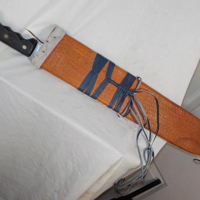 Machete and scabbard Brazil " Aguila Corneta ". 25in. est. $30 to $80.