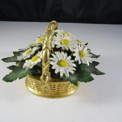 Metal Composition Daisies in Basket