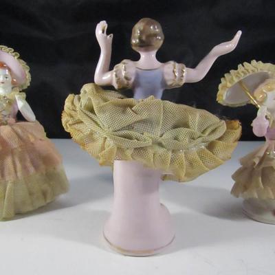 Set of Three Porcelain Lace Doll Figurines