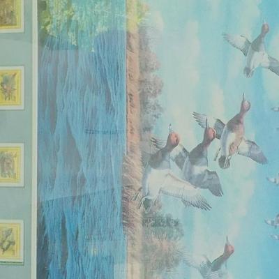 Super Print Of wild ducks "Midday Flight" by David Maass w/ stamps. est. $40 to $100.