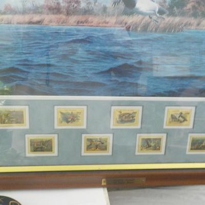 Super Print Of wild ducks "Midday Flight" by David Maass w/ stamps. est. $40 to $100.