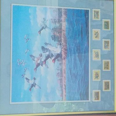 Super Print Of wild ducks "Midday Flight" by David Maass w/ stamps. est. $40 to $100.