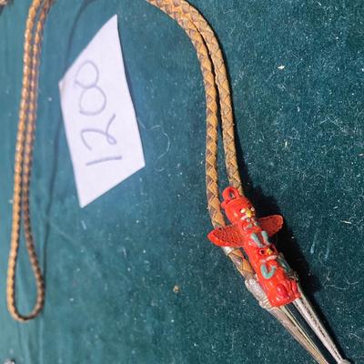 Vintage Red Celluloid Totem Pole on Bolo