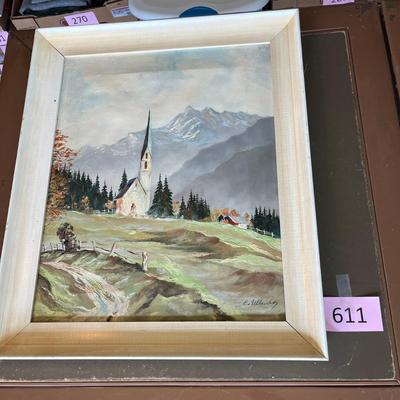 Church in the Mountains Oil Painting