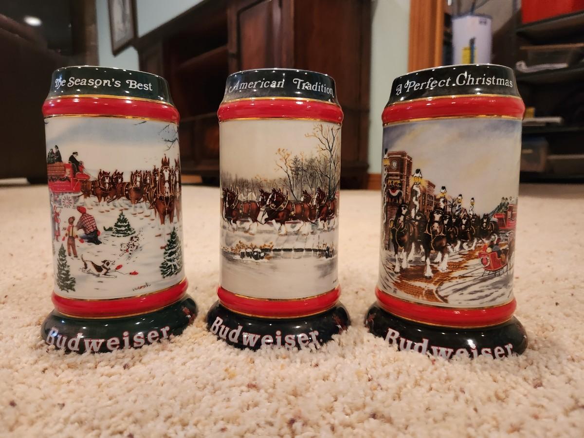 Budweiser Christmas steins