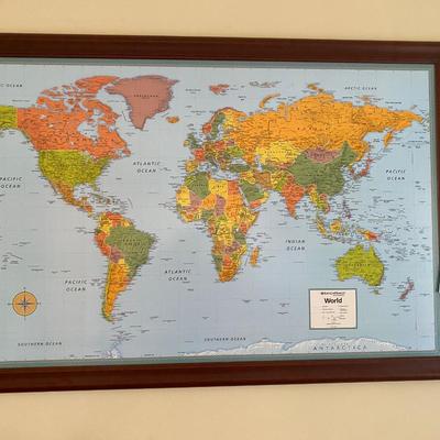 Framed World Map 35x53