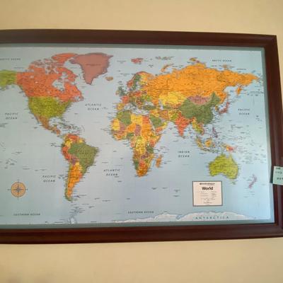 Framed World Map 35x53