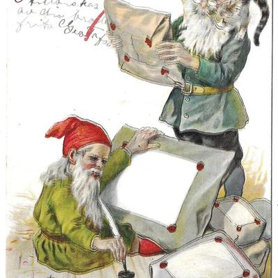 Foreign Christmas Card with Gnomes
