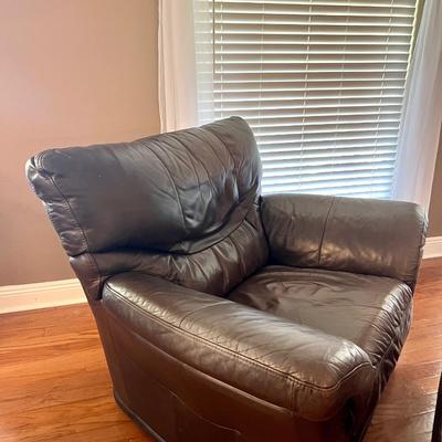 RUBELLI Italian Leather Chair & Ottoman *Read Details