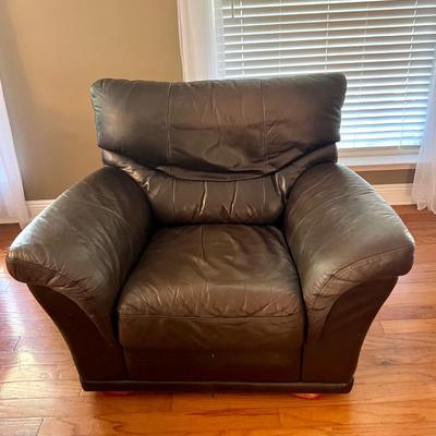 RUBELLI Italian Leather Chair & Ottoman *Read Details