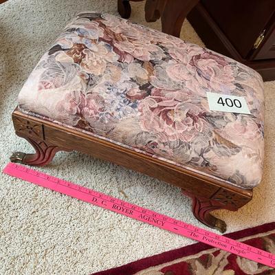 Floral Upholstered Footstool