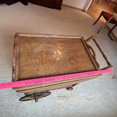 Tea/Bar Cart with Tray Rare oak!
