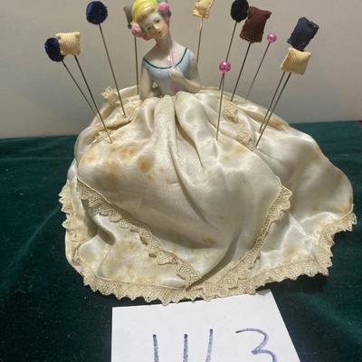 Antique Porcelain Pin Cushion Half Doll